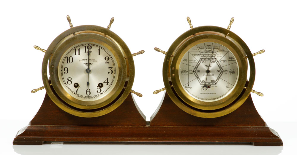 Appraisal: - Seth Thomas Ships Bell Clock Barometer Set Seth Thomas