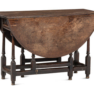 Appraisal: A William and Mary Walnut and Oak Gate-Leg Table English