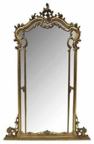 Appraisal: Italian Louis XV style giltwood wall mirror th c having