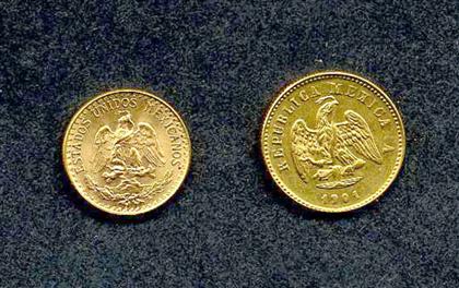 Appraisal: pieces Gold Coins Mexico peso Mexico City mint Very light