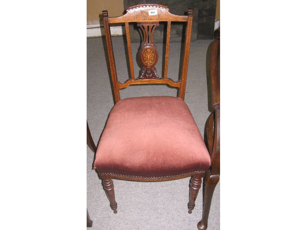 Appraisal: Edwardian mahogany and inlaid occasional chair