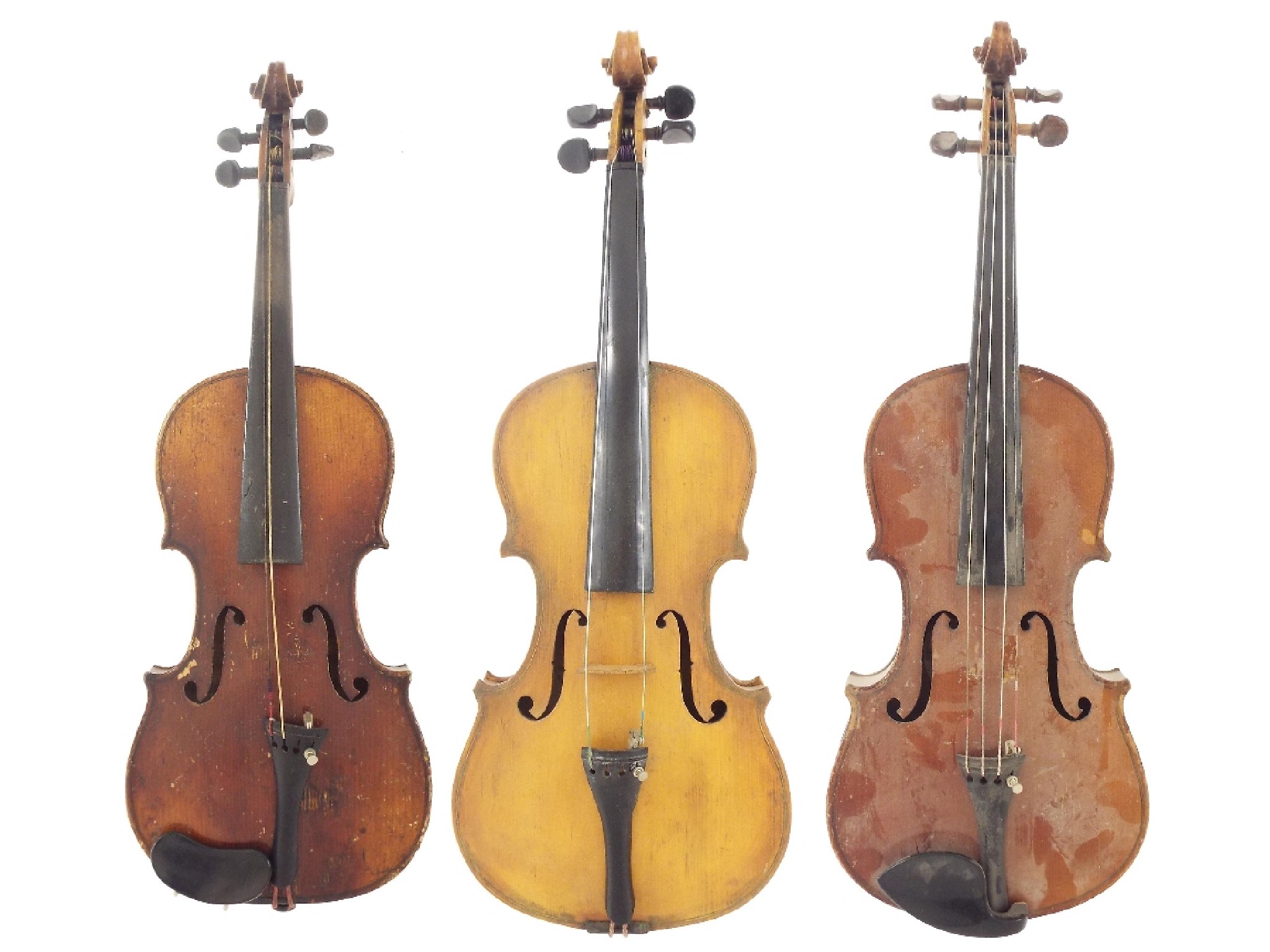 Appraisal: Maidstone three-quarter size violin also two old half size violins