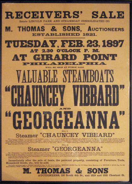 Appraisal: piece American Auction Poster M Thomas Sons Valuable Steamboats 'Chauncey