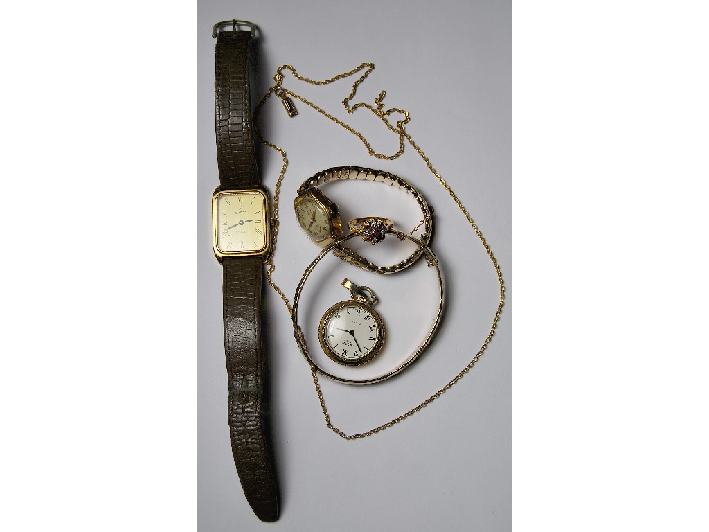 Appraisal: Lady's ct gold wristwatch on bracelet to w Omega gold