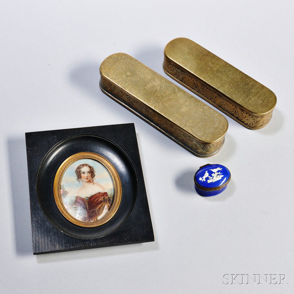 Appraisal: Three Boxes and a Portrait Miniature England and Continental th