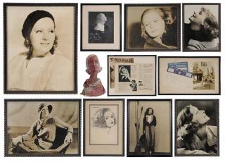 Appraisal: Greta Garbo Archive including a framed graphite sketch of Garbo