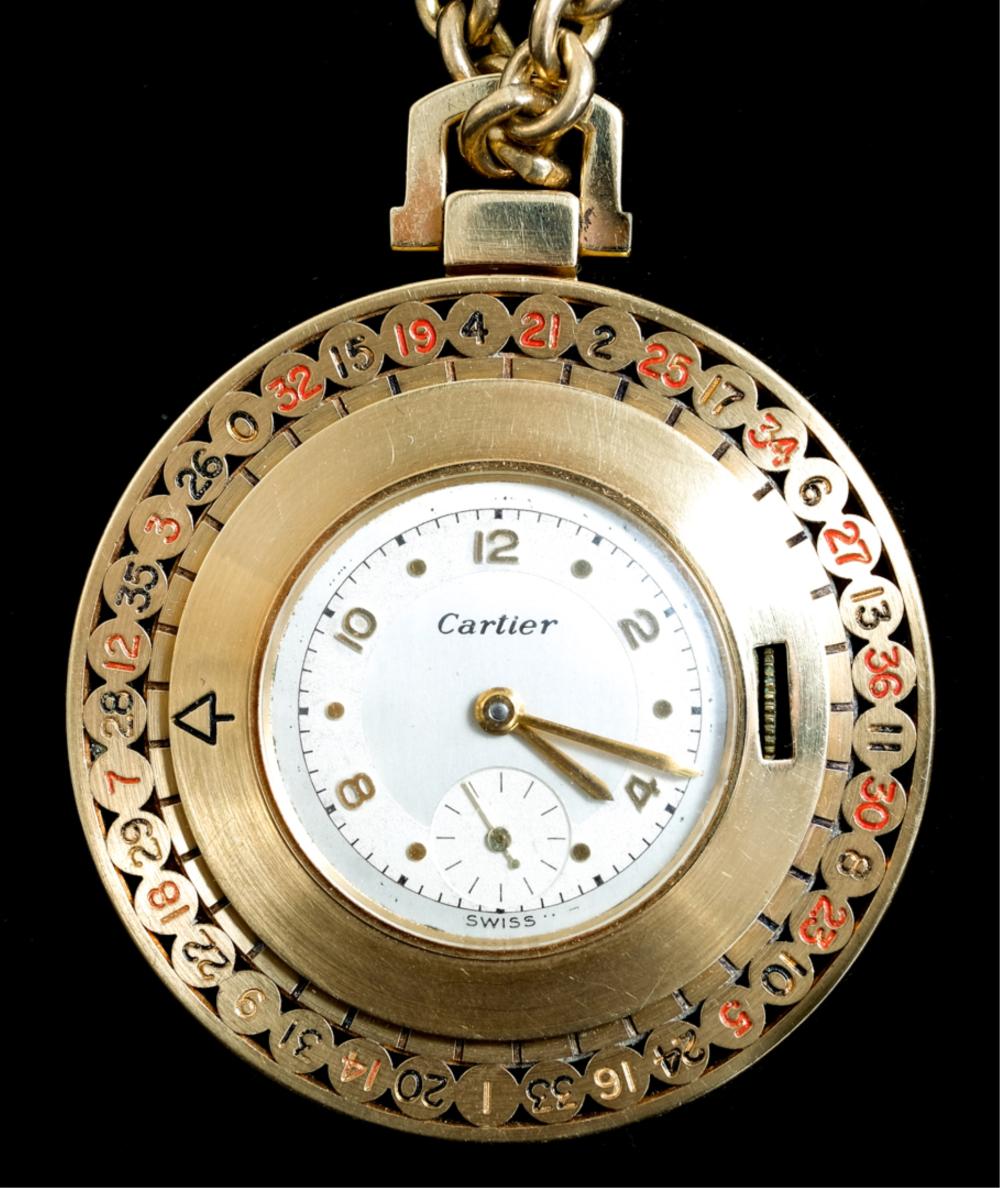 Appraisal: MID CENTURY CARTIER GOLD ROULETTE POCKET WATCH 's Cartier gold