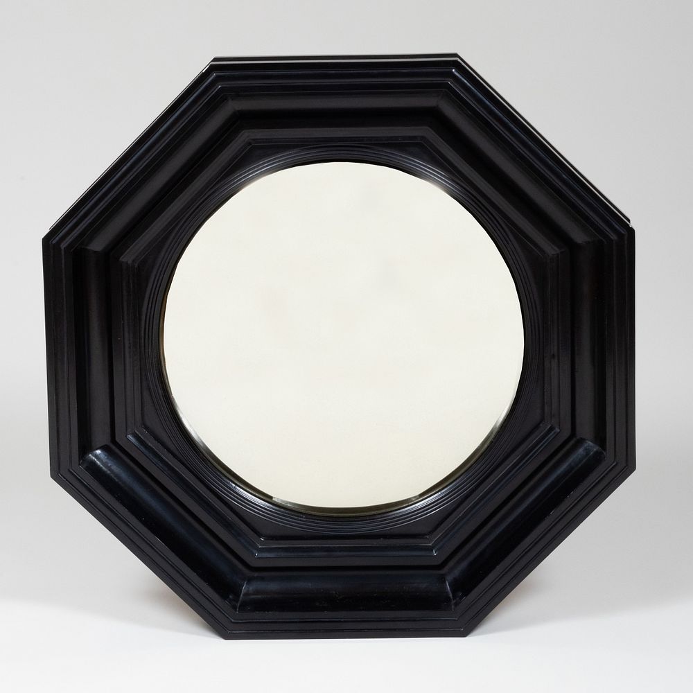 Appraisal: Flemish Baroque Style Ebonized Octagonal Convex Mirror x in Condition