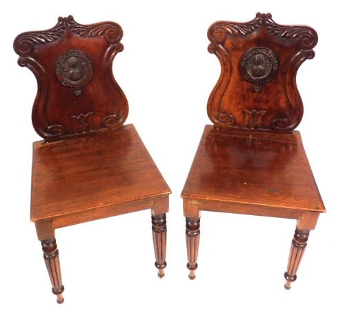 Appraisal: Two hardwood chairs with the crest of rd Lancashire Fusiliers