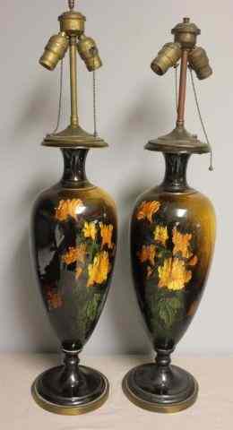 Appraisal: Pair of Large Art Pottery Lamps with StandardGlaze Apparently not