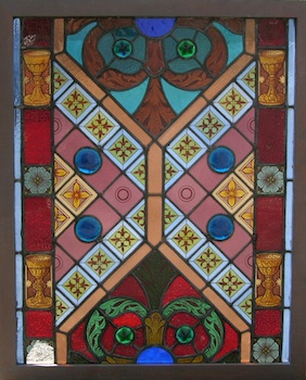 Appraisal: An Arts and Crafts Stained Glass Window Panel A decorative