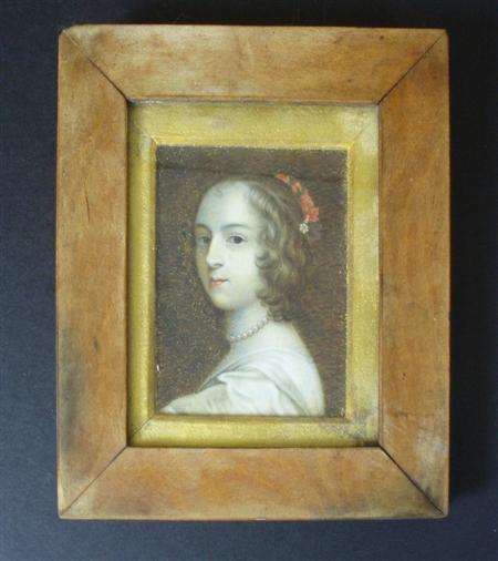 Appraisal: A th century portrait miniature of a young lady After