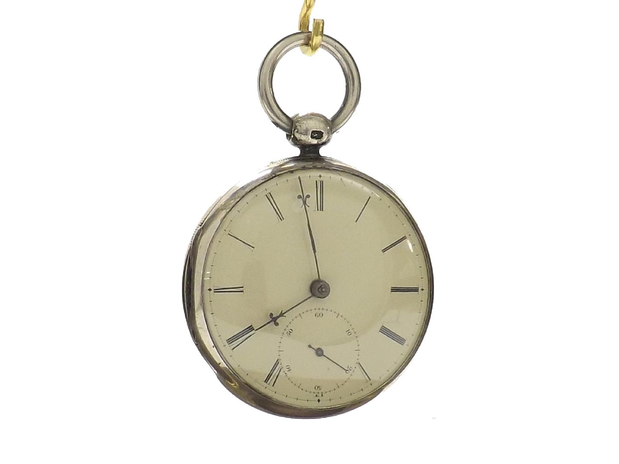 Appraisal: Silver detached fusee lever pocket watch unsigned movement no with