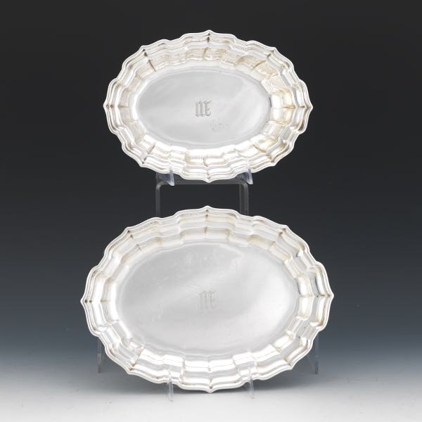 Appraisal: TWO FRANK SMITH SCALLOPED STERLING SILVER DISHES CHIPPENDALE PATTERN Sterling