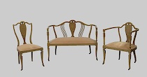 Appraisal: Three Piece Parlour Suite ca early th Century Tan glazed