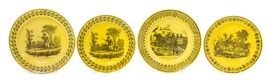 Appraisal: Sale Lot Four French Transfer Decorated Plates each depicting various