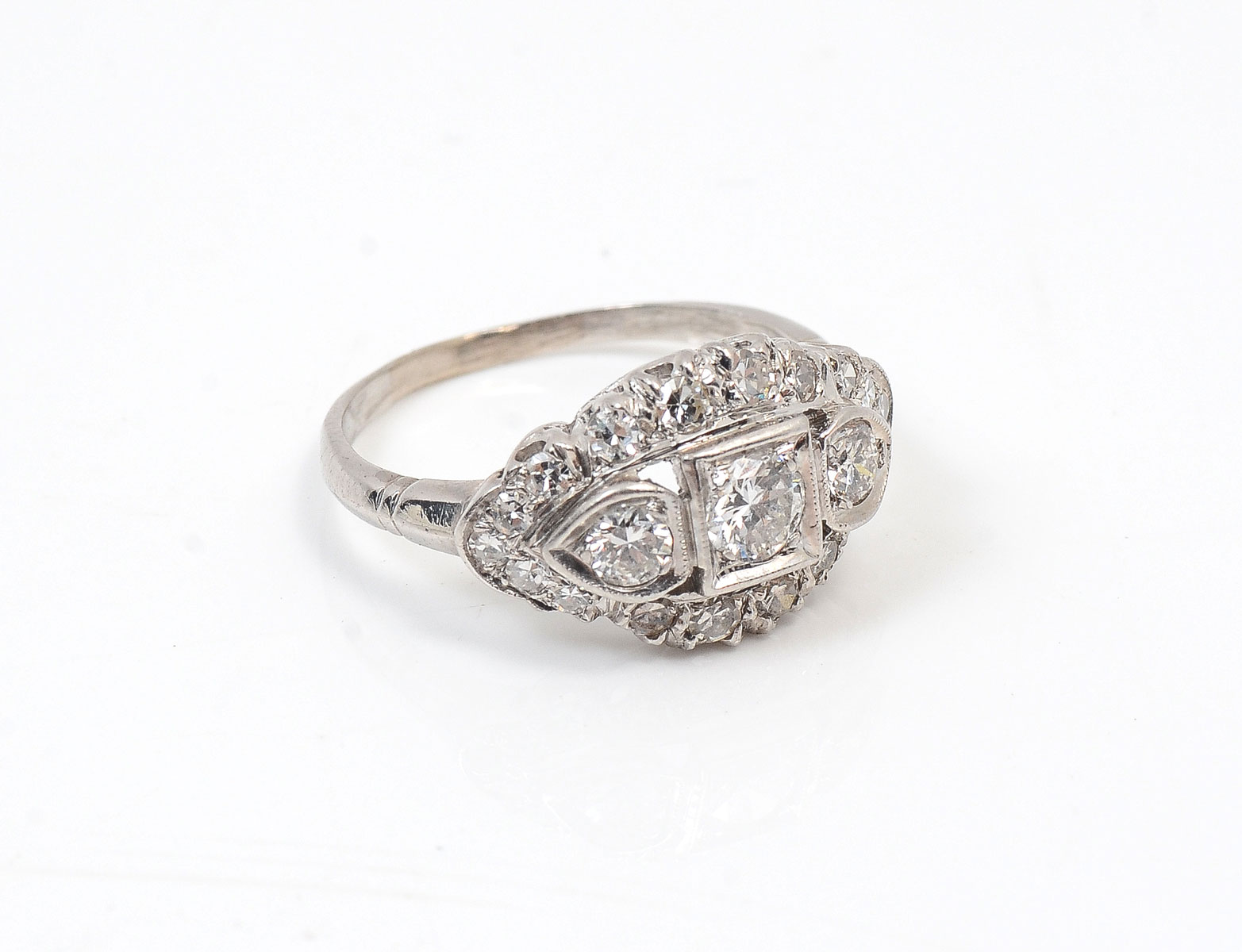 Appraisal: VINTAGE ART DECO PLATINUM DIAMOND RING diamonds approx CTW are