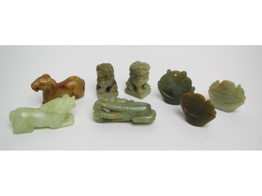 Appraisal: A group of Chinese jade and other carvings comprising finger