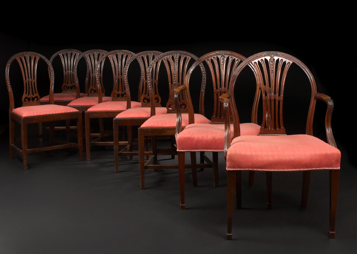 Appraisal: Suite of Eight Sheraton-Style Mahogany Dining Chairs late th century