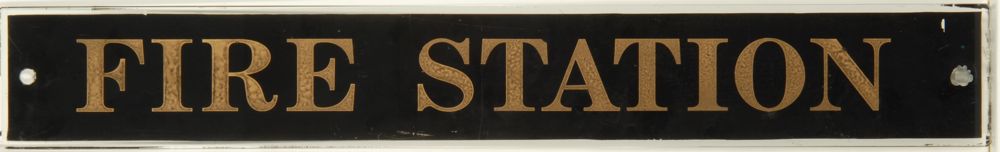 Appraisal: PAINTED GLASS SIGN Early th CenturyFire Station with gold letters