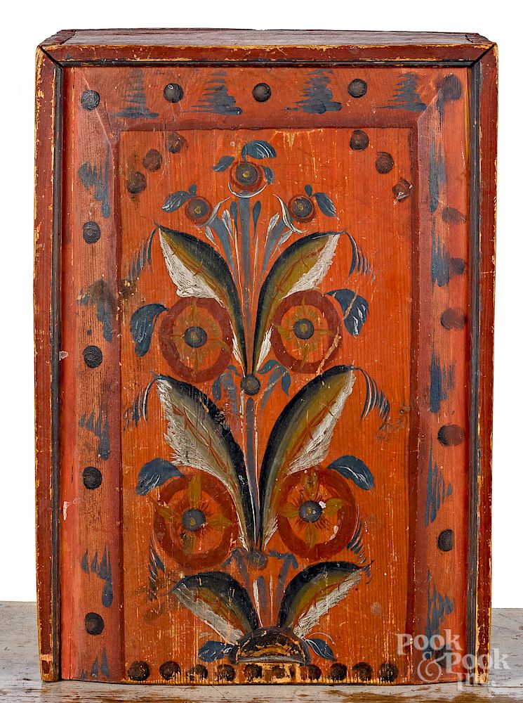 Appraisal: Scandinavian painted pine slide lid box th c Scandinavian painted