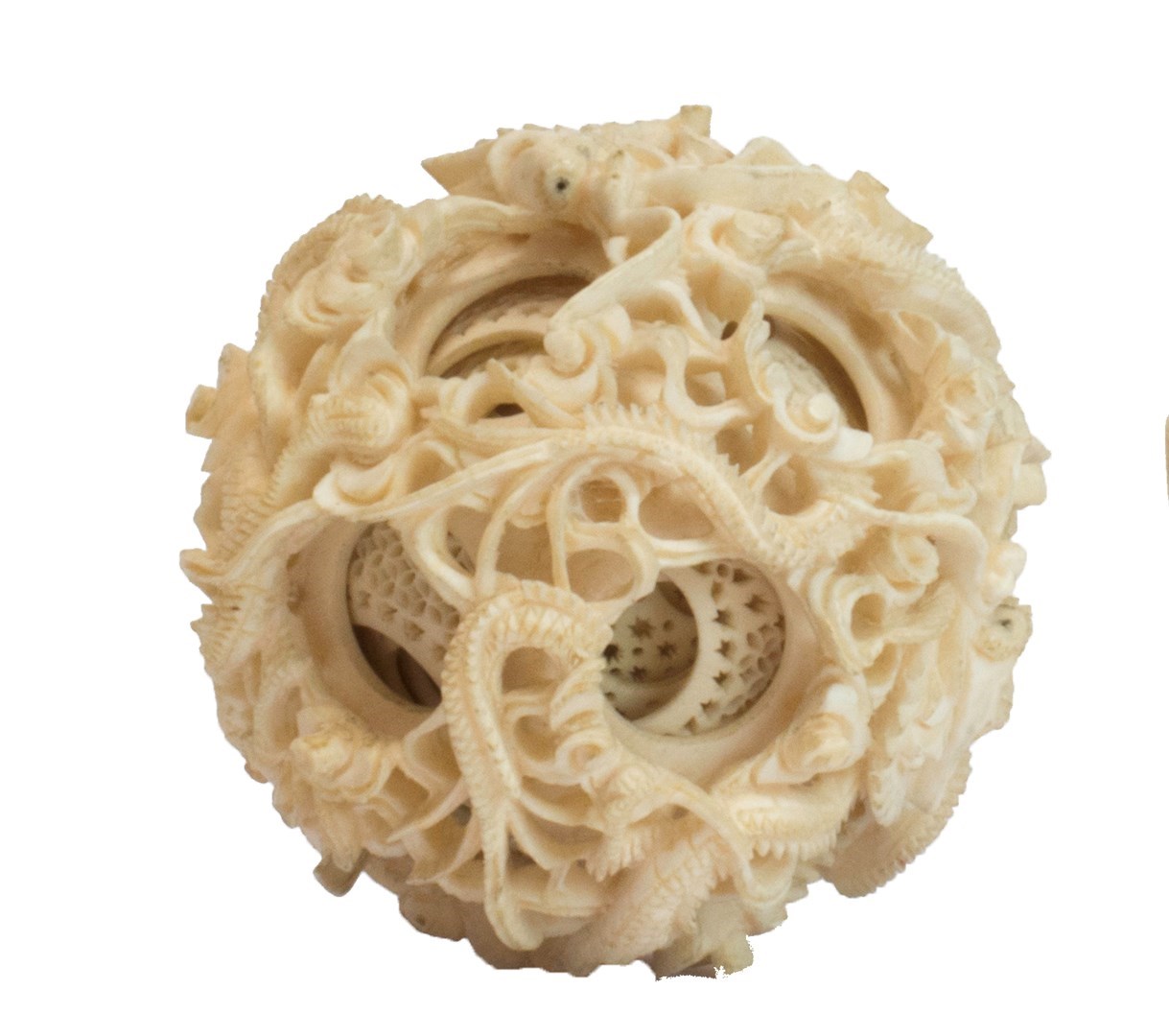 Appraisal: A Canton ivory pierced concentric ball early th century the