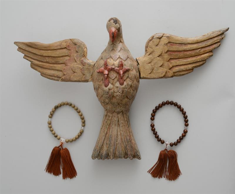 Appraisal: PORTUGUESE CARVED AND PAINTED EAGLE WALL MOUNT Rendered with outspread