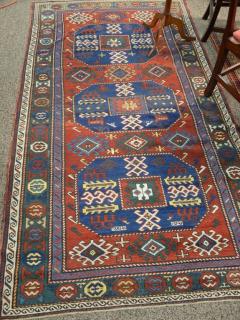 Appraisal: Caucasian Oriental throw rug signed late th to early th