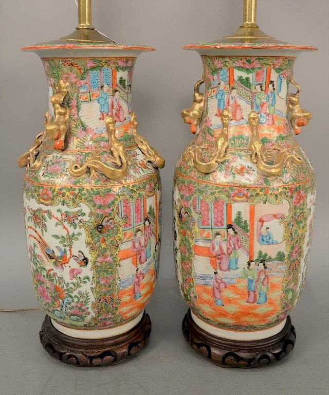 Appraisal: Pair of Rose Medallion vases China th century of baluster