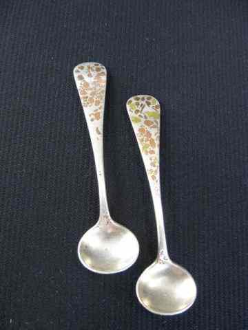 Appraisal: Pair of Gorham Sterling Mixed Metal Salt Spoonsinlaid metals ''