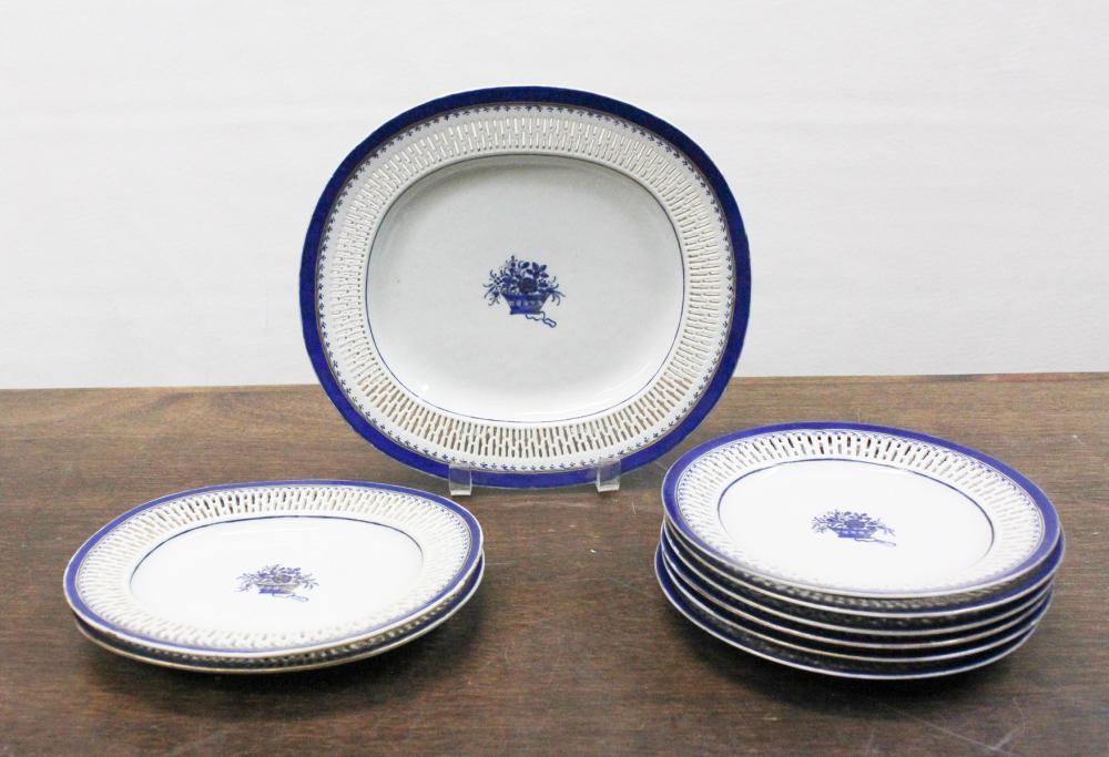 Appraisal: SET OF NINE CHINESE EXPORT PORCELAIN TABLEWARE each with reticulated