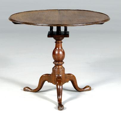 Appraisal: Chippendale walnut tea table walnut with dished top above ring