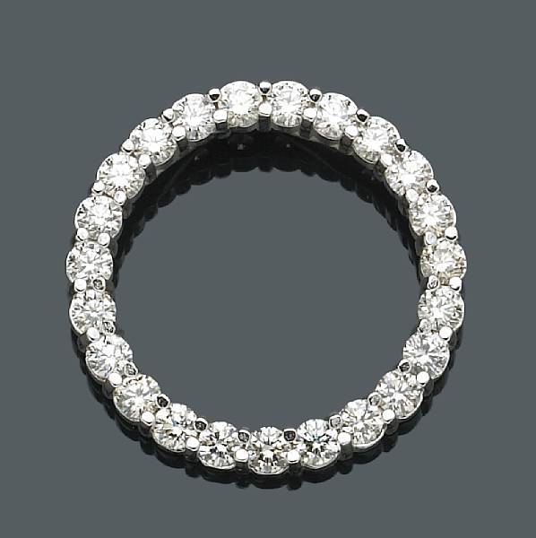 Appraisal: A diamond circle pendant estimated total diamond weight carats mounted