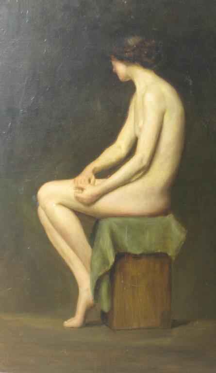 Appraisal: ENGLISH SCHOOL CIRCA A Female Nude seated oil on canvas