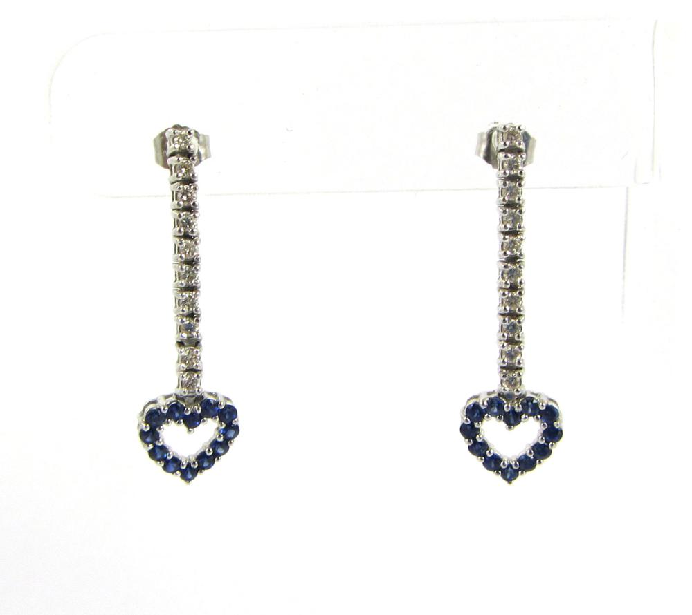 Appraisal: PAIR OF SAPPHIRE DIAMOND AND WHITE GOLD EARRINGS each k