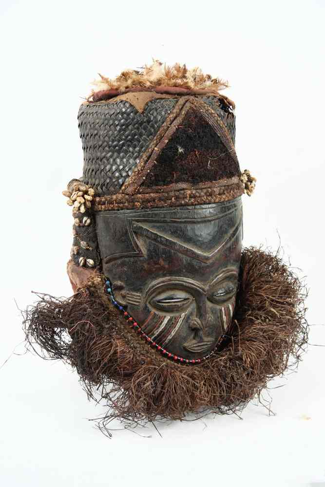 Appraisal: AFRICAN DANCING MASK - Kuba Kingdom Zaire Bwoom Mask Barrel