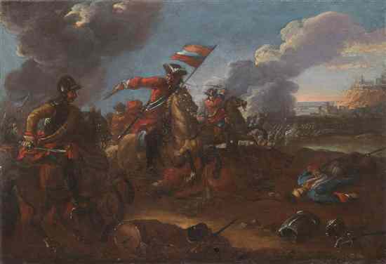 Appraisal: Circle of August Querfurt German - The Battlefield oil on