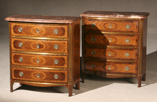 Appraisal: Pair of Louis XV-XVI Style Brass Mounted Parquetry Kingwood and