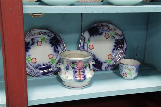 Appraisal: GROUP OF GAUDY IRONSTONE English th century 'Primrose and leaf'