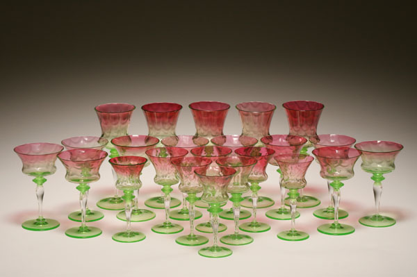 Appraisal: Lot of Vaseline Rubina stemware glasses possibly Fry glass