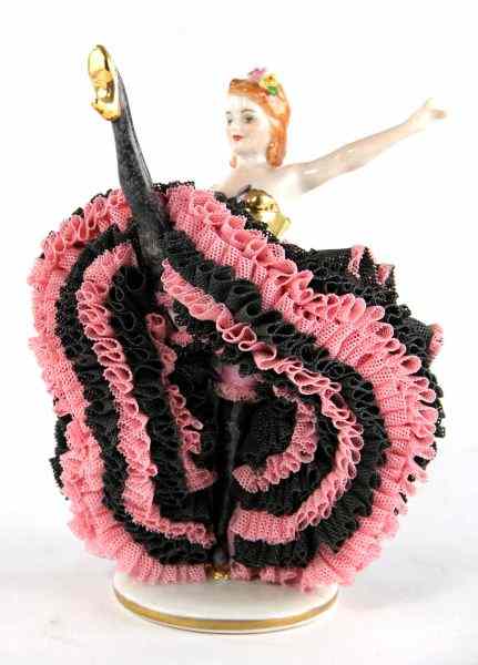 Appraisal: Irish Dresden Lace Figurinea flirty ''Louty Mae '' in