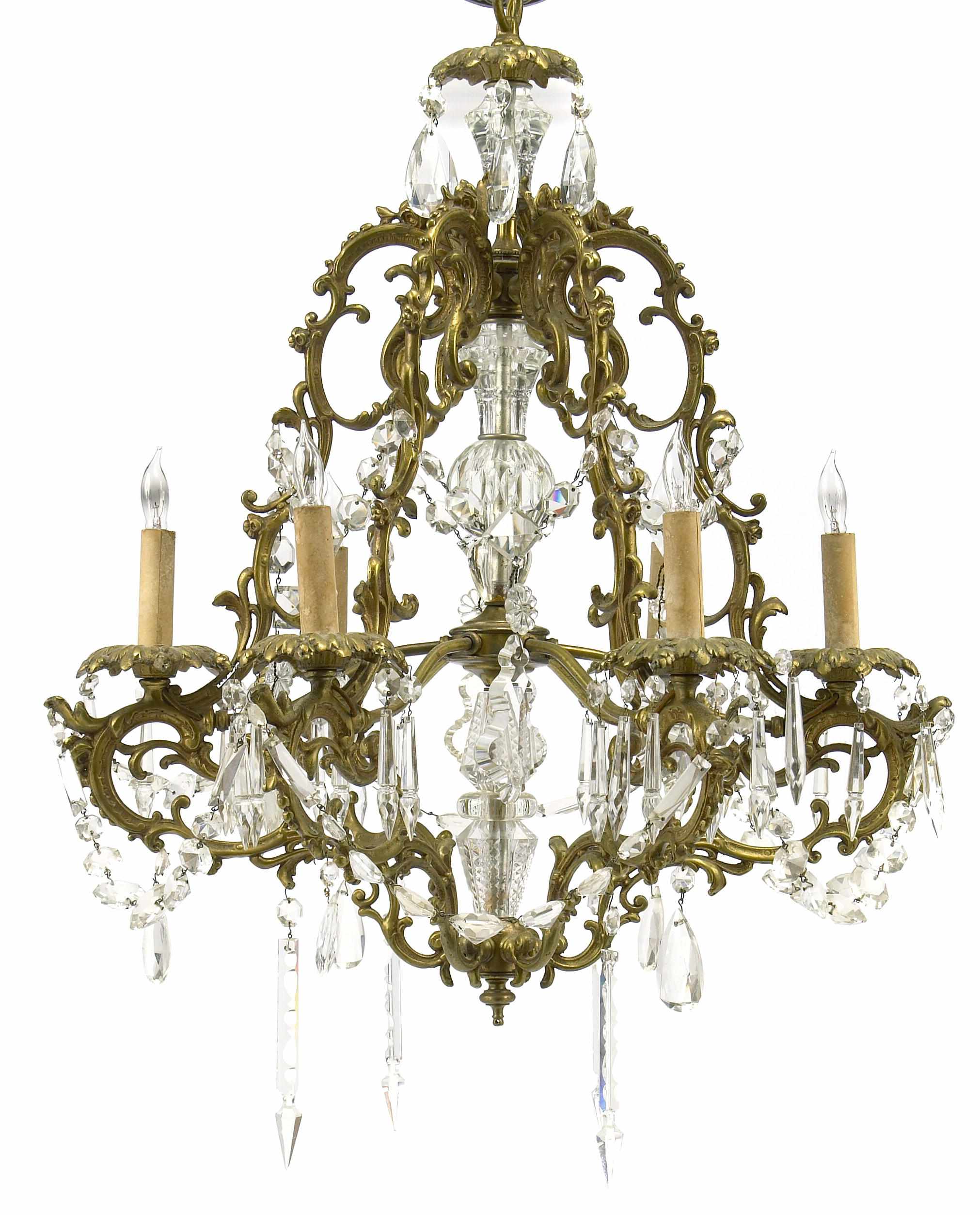 Appraisal: A Louis XV style gilt metal six light chandelier height