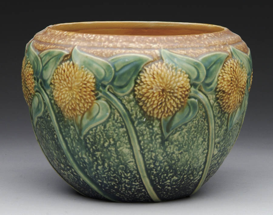 Appraisal: RARE ROSEVILLE PLANTER IN THE SUNFLOWER PATTERN Unmarked but corresponds