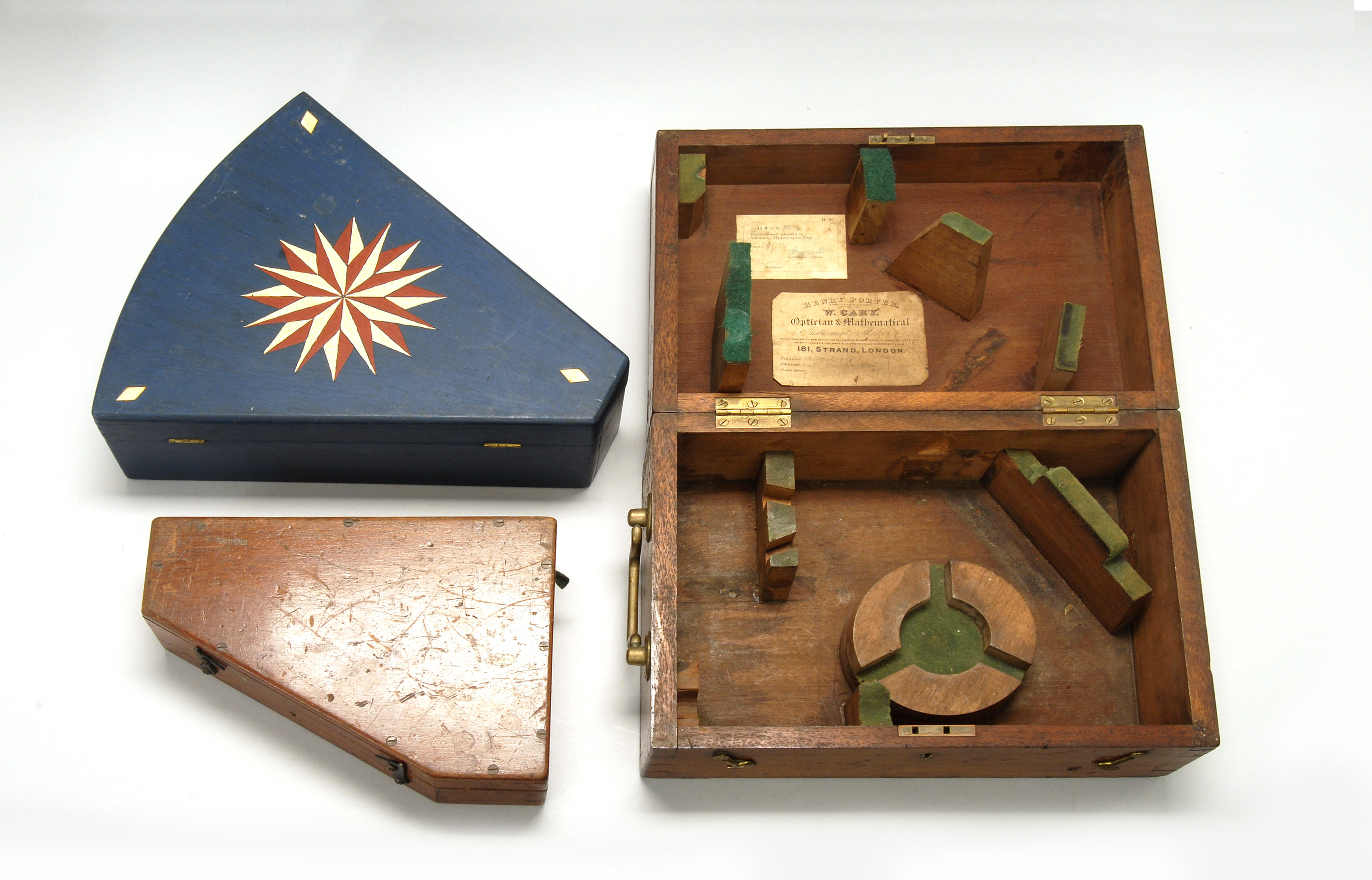 Appraisal: THREE NAVIGATIONAL INSTRUMENT BOXES Mid- th to Early th CenturyTwo