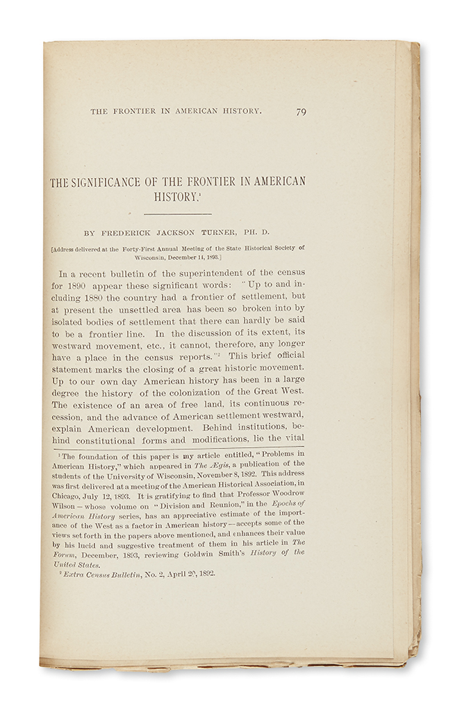 Appraisal: WEST Turner Frederick Jackson The Significance of the Frontier in