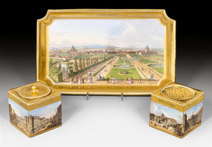 Appraisal: INKSTAND WITH VIEWS OF VIENNA Vienna circa Consisting of a