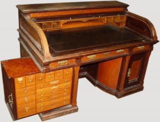 Appraisal: Wooton type roll top desk labeled D S Rickaby Quebec