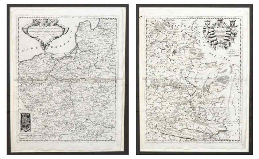 Appraisal: CORONELLI - TWO FRAMED MAPS Polonia Parte Orentale Polonia Parte