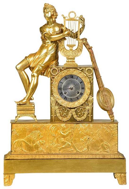 Appraisal: French Empire Gilt Bronze Figural Mantel Clock probably late th