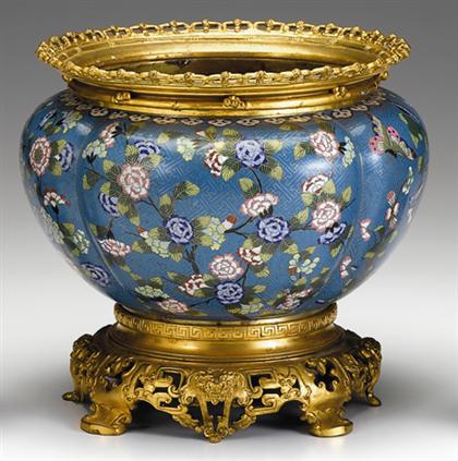 Appraisal: Fine Chinese cloisonne enamel gilt-metal mounted jardinere th century Of